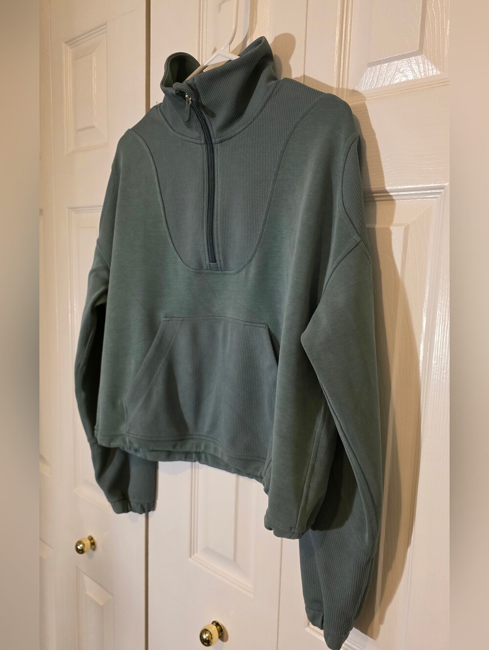 Lululemon Brushed Softstreme Ribbed Half Zip In Green Jasper 10 - Picture 8 of 14
